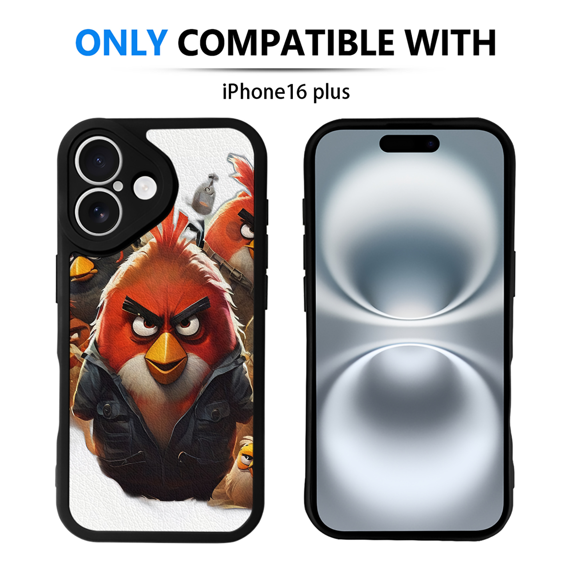 （画像用） Angry Birds アングリーバード 【iPhone 16シリーズ対応】シリコンスマホケース（レザー調） 材質：シリコン